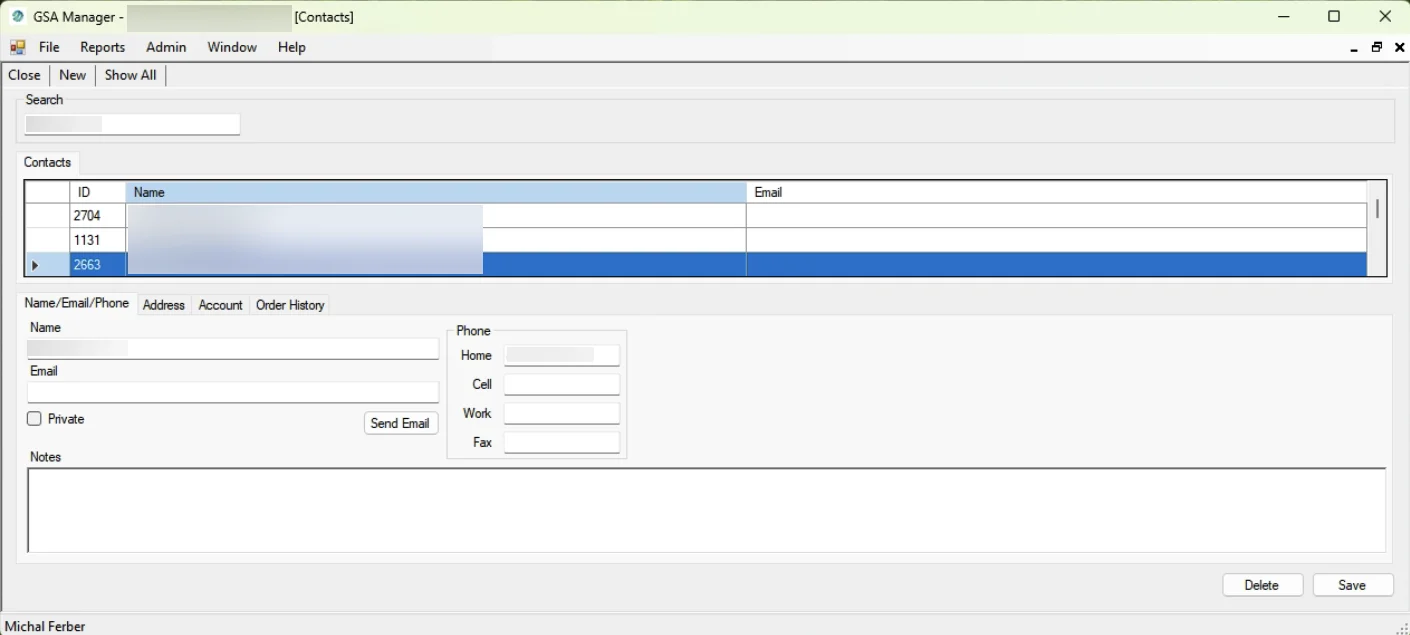 GSA Manager CRM - Contacts