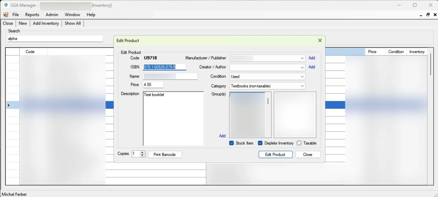 GSA Manager Inventory